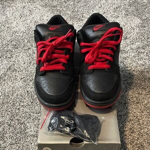 Nike Dunk Low Pro SE Black Sneakers with Red Highlights